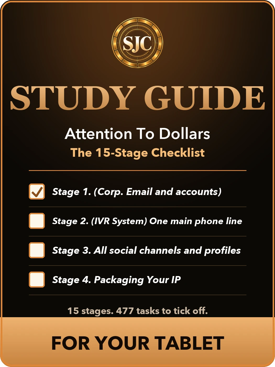 Study guide for Attention To Dollars, the 15-Stage Checklist, for your tablet